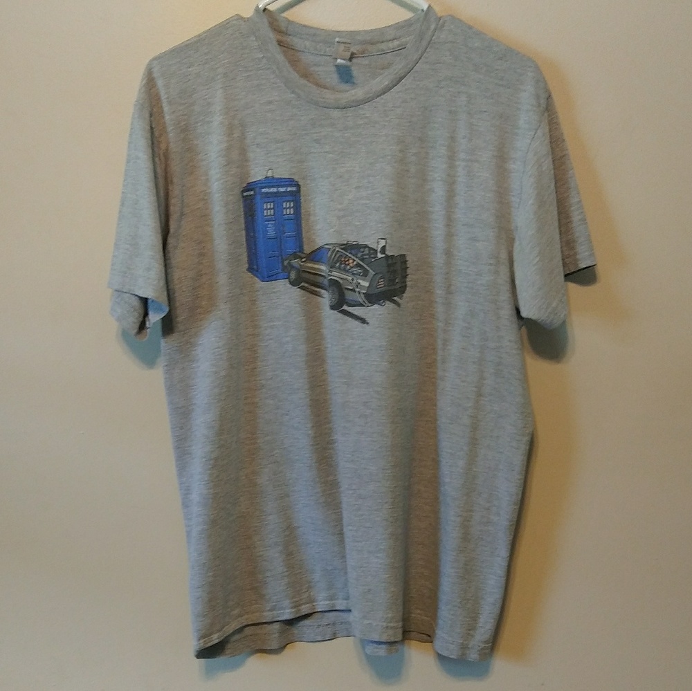 DeLorean Crashing into Tardis Tee